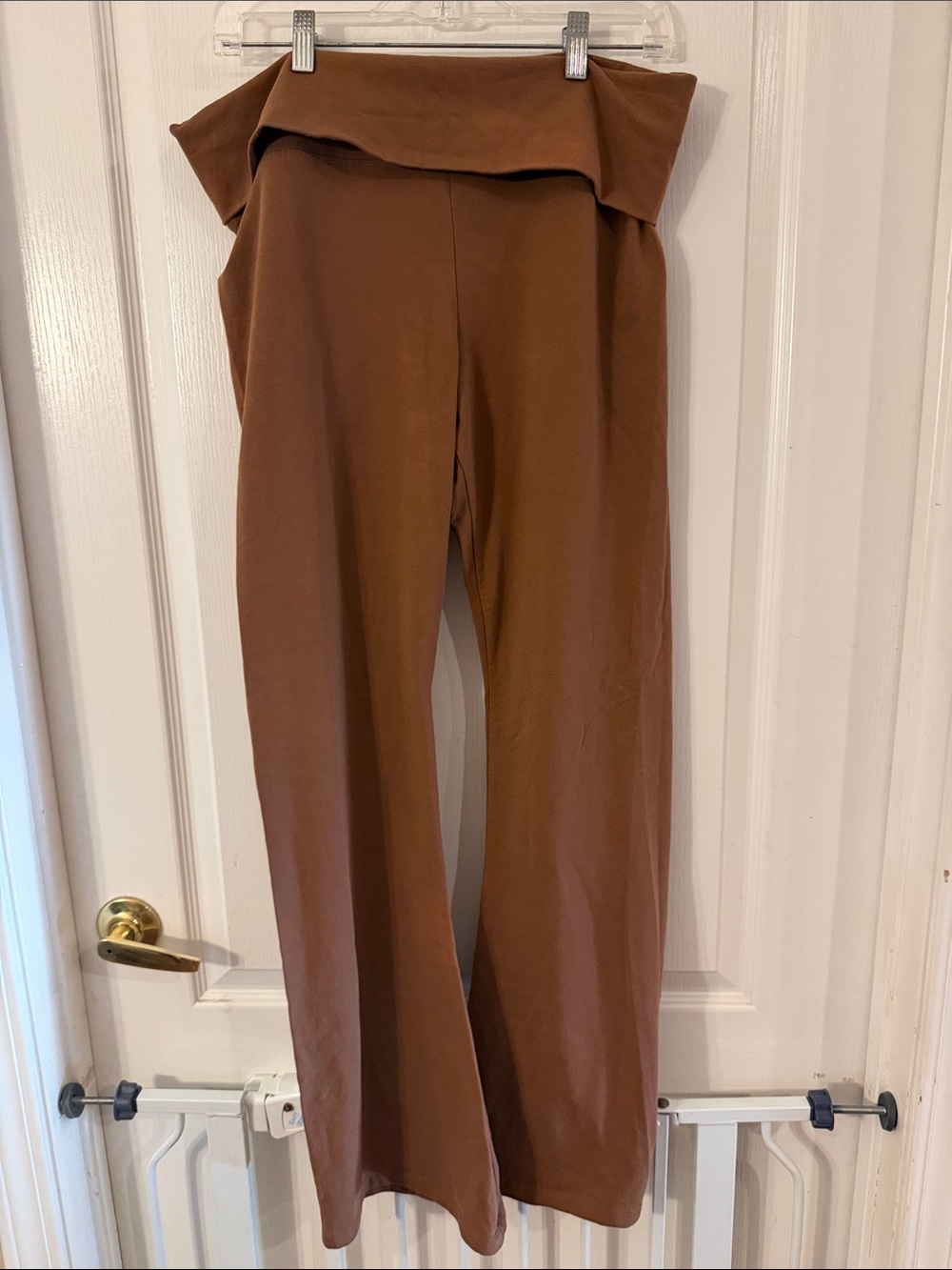 PINK Women's size XL Fold-Over Waist Wide-Leg Pants - Brown